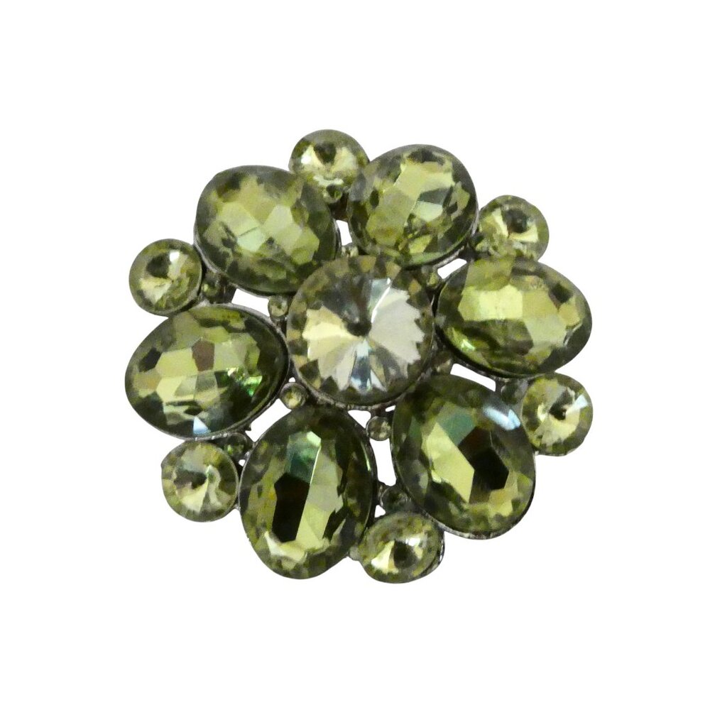 ALEX & ANI green rhinestone brooch